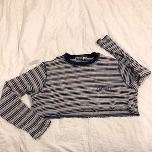 Cropped Vintage Guess 6 Tone Striped LS
